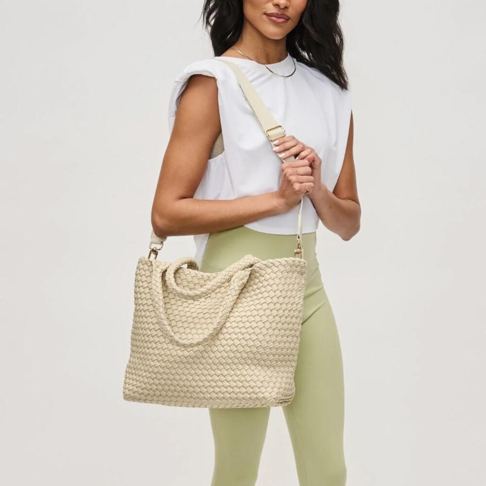 Sol & Selene Sky’s The Limit Medium Laced Up Eco-Edition Tote in Beige